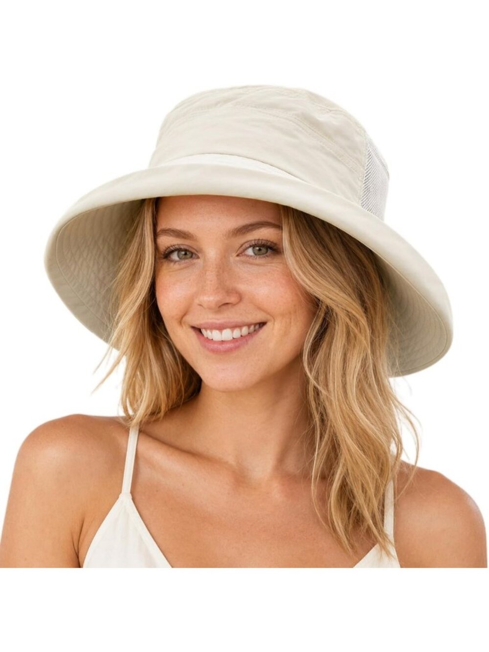 Chic Wide Brim Bucket Sun Hat with Ponytail Hole, UPF 50, Packable for Beach
